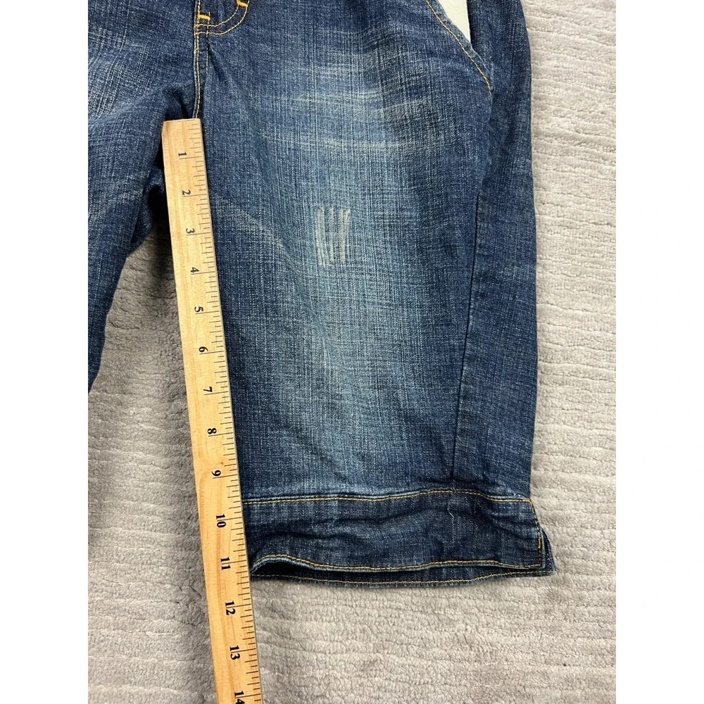 Arizona Jean Co Shorts Women 11 Blue Bermuda Denim Stretch Dark Wash‎ Dbl Button